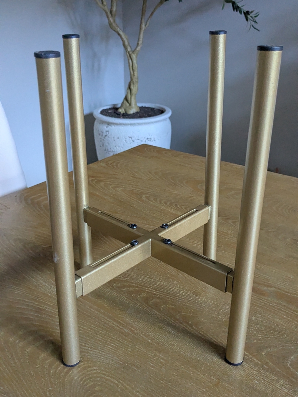 Mid-century Modern Adjustable Gold Metal Plant Stand